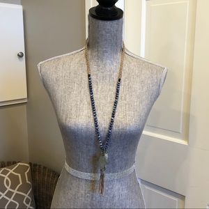 Beaded Necklace with Hamsa Hand and Crystal Charms